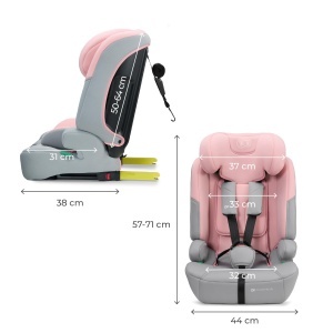 Scaun auto copii Kinderkraft SAFETY FIX 3 PRO 9-36 kg Isofix reglare tetiera si spatar Roz - Img 8