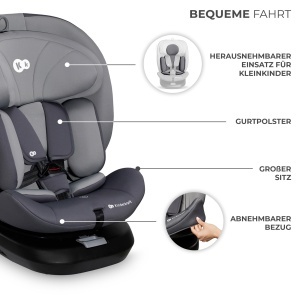 Scaun Auto Kinderkraft I-GROW, 0-36 kg, 360 rotire, gri - Img 8