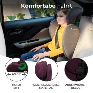 Scaun auto Kinderkraft JUNIOR FIX2 i-Size, 15-36 kg, Isofix, reglabil, culoare burgundy - Img 7