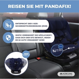 Scaun Auto Mobiclinic Pandafix, ISOFIX, 360 Rotire, Grupa 0-3, 0-36kg - Img 3