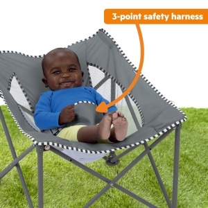 Scaun de calatorie pentru bebelusi Bright Starts Pop N Chill, gri, cu protectie UV 50 - Img 5