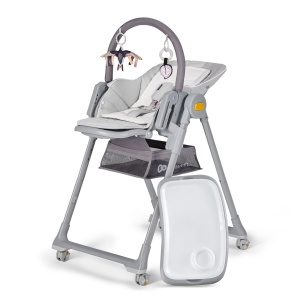 Scaun de masa copii Kinderkraft LASTREE, 2 in 1, gri, cu functie de inclinare