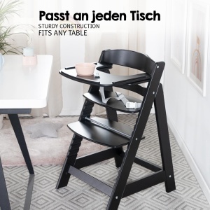 Scaun de masa din lemn Babyhochstuhl Sit Up Flex, negru, cu suport pentru bebelusi, 6 luni - 70 kg - Img 4