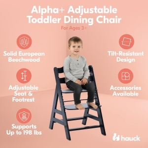 Scaun de masa pentru copii Hauck Alpha Black lemn de fag reglabil pana la 90 kg - Img 4