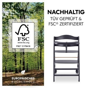 Scaun de masa pentru copii Hauck Beta Dark Grey lemn de fag reglabil 6 luni - 90 kg - Img 3