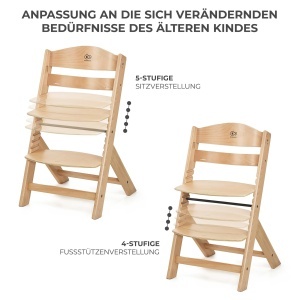 Scaun inalt Kinderkraft ENOCK, multifunctional, din lemn de fag, ajustabil - Img 6