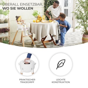 Scaun inalt Kinderkraft SIENNA 2 in 1, scaun inalt, scaun pentru copii, scaun combi, picioare din lemn, ham in 5 puncte, suport pentru picioare, tava detasabila, capace antiderapante pentru picioare, de la 6 luni la 4 ani, gri - Img 5