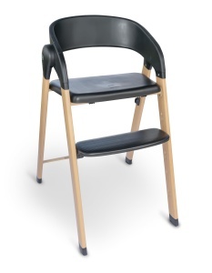 Scaun inalt pentru copii babyGO Levels, negru, design scandinav, ajustabil - Img 3