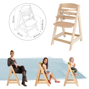Scaun inalt pentru copii roba Sit Up III reglabil lemn natur cu pernuta Little Stars - Img 5