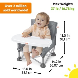 Scaun portabil pentru copii Bright Starts Pop N Sit, gri, 3 moduri, 6 luni - 3 ani - Img 4
