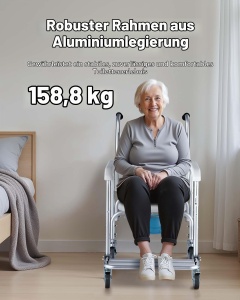 Scaun toaleta VEVOR FBL760637, capacitate 159 kg, cu roti si suport picioare - Img 5