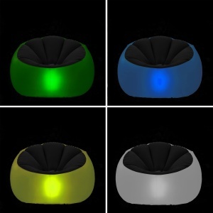 Scaun umflat Chight InnovaGoods cu LED-uri colorate si telecomanda, gri - Img 3