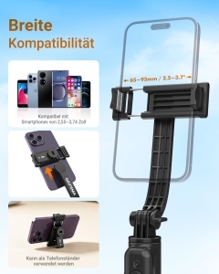 Selfie Stick GRIFEMA cu LED, 107cm, 3 Modi de Lumina, Compatibil cu iPhone si Android - Img 7