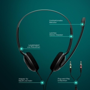 Sennheiser PC 3 Chat - Casti On-Ear Rezistente PC, Casti cu Fir, Microfon cu Anulare a Zgomotului, Usor de Conectat, Sunet Stereo, Pentru Apeluri Online, Predare si Jocuri, Negru - Img 2