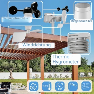 Senzor exterior 5-in-1 Bresser pentru centru meteo, alb, cu masuratori precise - Img 3
