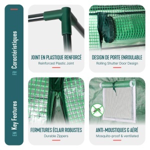 Serra VOUNOT 200x77x170 cm, cu Acoperire PE 135gm, Verde - Img 5