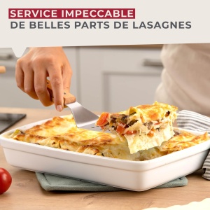 Server pentru lasagna Fackelmann pentru paste, lasagna si quiche - Spatula cu maner ergonomic - Margine dreapta pentru impartirea pieselor - Otel inoxidabil de inalta calitate si lemn de - Img 4