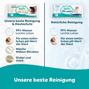 Servetele umede Pampers 99 Apa, 1080 bucati, fara alcool si parfum - Img 2
