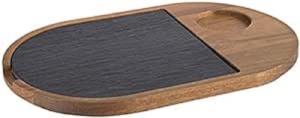 Servierbrett APS 2-teilig din Akazienholz cu placa din Naturschiefer, 28 x 17,5 cm - Img 1