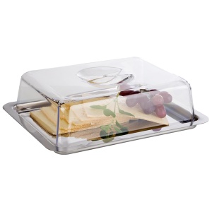 Serviertablett APS 67 din inox cu hauba, 25 x 19 x 7 cm, rezistent si elegant