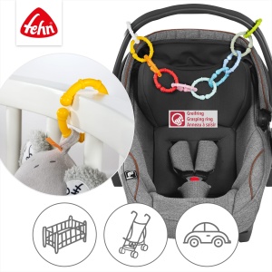 Set 10 inele de prindere Fehn 250510 culori curcubeu pentru jucarii si accesorii copii 0 luni - Img 3