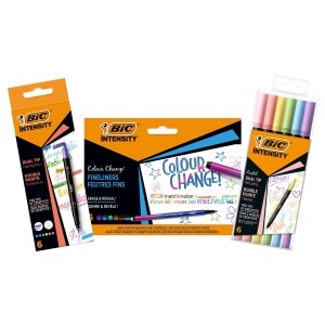 Set 18 Markere BIC Intensity - 6 Marker Dual Tip, 6 Fineliner Colour Change, 6 Marker Pastel