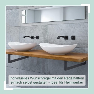 Set 2 Consola de Perete Relaxdays, Negru, 15x3x40 cm, Capacitate 60 kg - Img 2