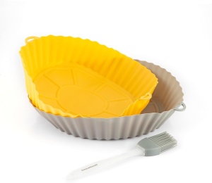 Set 2 forme din silicon InnovaGoods pentru friteuze cu aer cald antiaderente reutilizabile gri