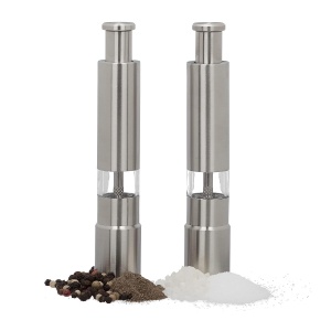 Set 2 Muli Manuale pentru Piper si Sare Relaxdays, Inox, 15 cm, Design Elegant