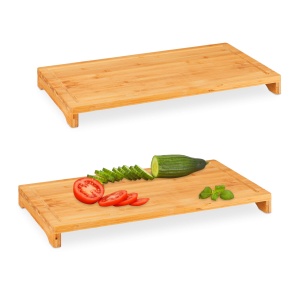 Set 2 Placi de Taiat Relaxdays din Bambus, Rutschfest, XXL, 52x29 cm
