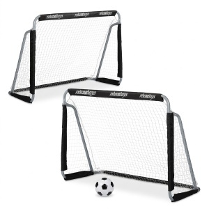 Set 2 Porti Fotbal Relaxdays pentru Gradina, 110 x 150 x 75 cm, Metal, Negru