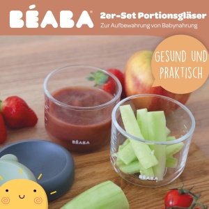 Set 2 recipiente din sticla BEABA, 150 ml, rezistente la caldura, culoare Salbeigrun - Img 4
