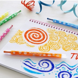 Set 24 Creioane colorate Faber-Castell cu mecanism rotativ pentru copii - Img 2