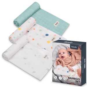 Set 3 Bete Mull pentru Bebei Lionelo Bamboo, 70x70 cm, 100 Bambus - Img 1