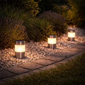 Set 3 Lampa Solara Beper P207ILO031 pentru Gradina, IP44, 8 Ore Autonomie