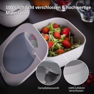 Set 3 recipiente alimentare hermetice Haier, 450-1900 cm, gri - Img 3