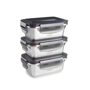 Set 3 recipiente alimentare Lacor 64623 inox 1810 260 ml etanse reutilizabile