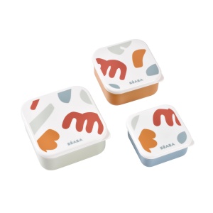 Set 3 Snackboxe Beaba, 230ml350ml500ml, Usor de Deschis, Compacte