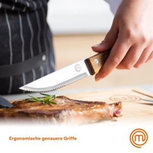 Set 4 Cutite pentru Friptura MasterChef, Inox si Acacia, 12.5 cm, Design Elegant - Img 4