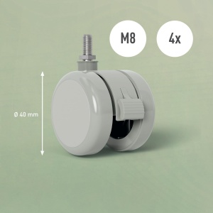 Set 4 Role Leitz Ergo pentru Birou, M8, cu Frana, Mobilitate 360 - Img 3