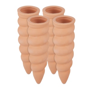 Set 4 Tonkegeli pentru Udat Plante, Relaxdays, 1.5 L, Ceramica, Terrakotta