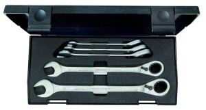 Set 5 Chei Fixe cu Rachetare Gedore 8-19 mm, Abatute, Vanadium
