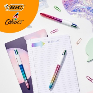 Set 5 Pixuri BIC 4 Culori Gradient, Reumplibile, Design Metallic - Img 9