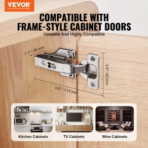 Set 50 Balamale VEVOR pentru Mobilier Unghi Deschidere 100deg Soft-Close din Otel Inoxidabil - Img 2