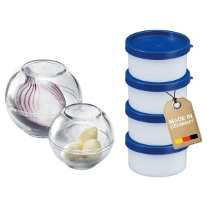 Set 6 recipiente Westmark 2 mingi de depozitare 7cm9cm 4 cutii pentru ierburi 100ml, BPA-free, albastrutransparent