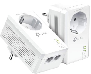 Set adaptoare TP-Link Powerline TL-PA7027P KIT (cu priza, 2x port Gigabit, Plug & Play, compatibil cu toate adaptoarele Powerline HomePlug AV/AV2, fara WLAN) - Img 1