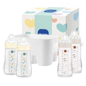 Set biberoane pentru bebelusi MAM Easy Active, 4 biberoane, 270 ml 330 ml, galbenbej, ergonomic, BPA-free - Img 1