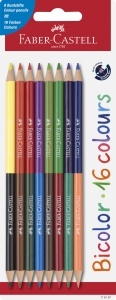 Set Bicolor Creioane Colorate Faber-Castell 116197, 8 Stifte, 16 Culori - Img 1