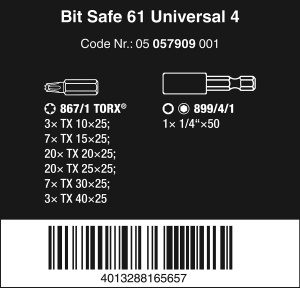Set Biti Wera Bit-Safe 61, 61 piese, universal, cu suport magnetic - Img 2