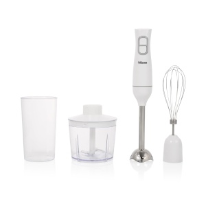 Set blender de mana Tristar, poate fi spalat in masina de spalat vase, include blender detasabil din otel inoxidabil, tel, tocator, ceasca de masurare, 350 W, MX-4881 - Img 1